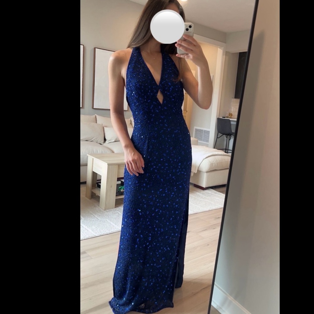 Blue Beaded Scala Gown